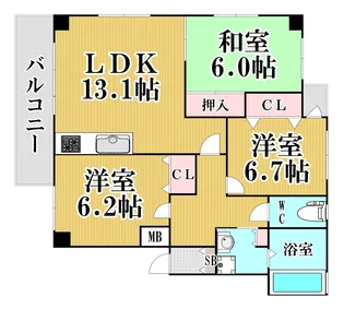 福岡県福岡市早良区藤崎1【マンション】の間取り