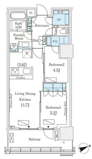 ロイヤルパークス品川【8階】の間取り