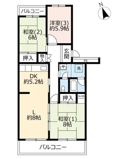 UR高津【3階】の間取り