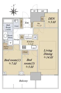 ベイズタワー&ガーデン【27階】の間取り