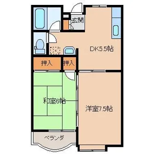 第2イトーキハイツ 2号棟【1階】の間取り