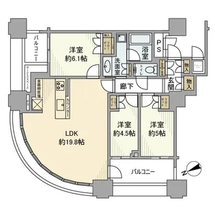 パークシティ武蔵小杉ザ グランドウイングタワー【10階】の間取り