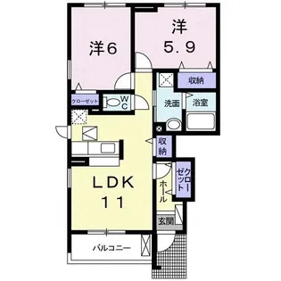 ピ-スフル ライフ【1階】の間取り