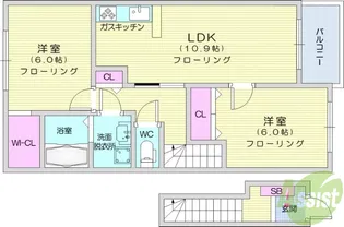 SunnyTownくわばらB【2階】の間取り