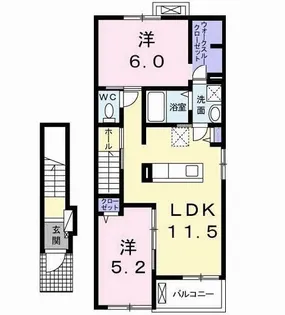ルナ・ソレイユII【2階】の間取り
