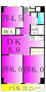 クロシェット松戸【3階】の間取り