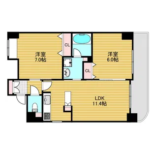 Villa・淀川【7階】の間取り