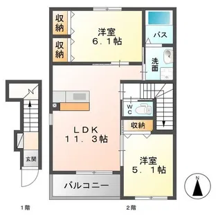 リバーサイドビューパレスK【2階】の間取り