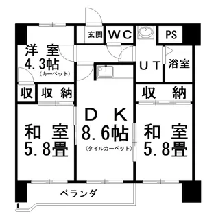 仲浜ハイツ【2階】の間取り