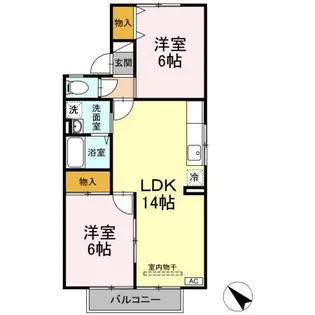 ディアコート八幡【1階】の間取り
