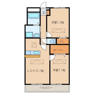 ルネス牛久【1階】の間取り