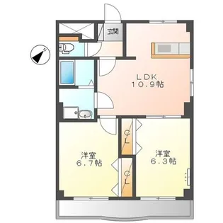 K・U レジデンス【2階】の間取り