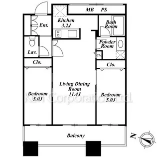 芝浦アイランド エアタワー【15階】の間取り