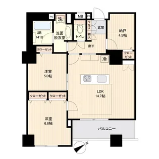 ドゥーエ横浜駅前【18階】の間取り