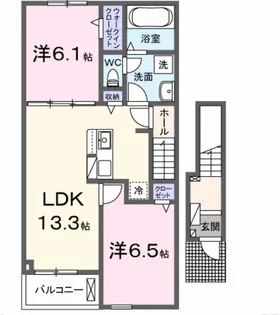 レジデンス グランアリビオ【2階】の間取り