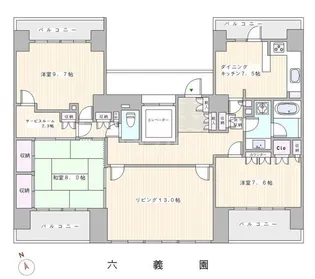 藤和シティホームズ六義園【9階】の間取り