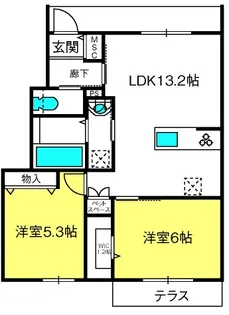 Vent Vert 壱号館【1階】の間取り