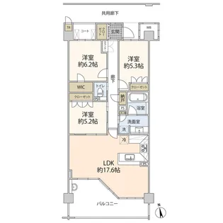 パークハウス高森ヒルズブライトコート【4階】の間取り