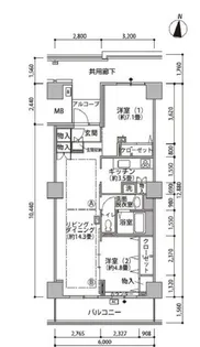 東雲キャナルコートCODAN21号棟【9階】の間取り