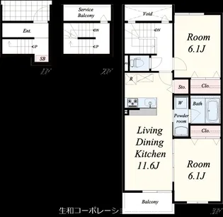 サワー ドゥ萩原天神【3階】の間取り