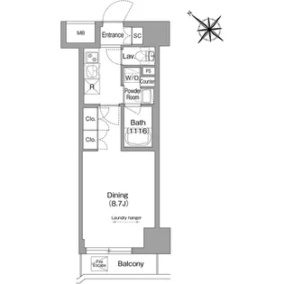 コンフォリア・リヴ茅場町【7階】の間取り