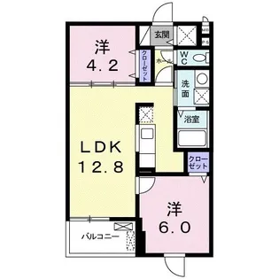 カーサ デ ロア【2階】の間取り