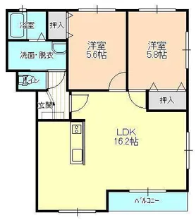 プラージュ若宮II【2階】の間取り