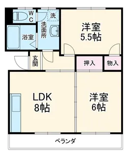 ハイツ朝日ヶ丘B【2階】の間取り