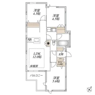 (仮称)南台2丁目ヘーベルメゾン【2階】の間取り