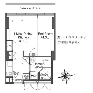 フロンティアレジデンスザタワー品川【10階】の間取り