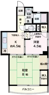 分譲賃貸 浦和グリーンマンション 家電・家具付【4階】の間取り