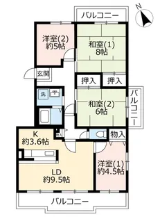 UR鹿の子台北ハイツ【1階】の間取り