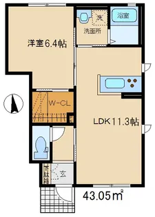 グランレーヴI【1階】の間取り