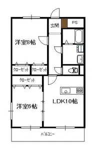 リージングマンション(2LDK)【1階】の間取り