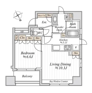 ドゥーエ銀座イーストII【11階】の間取り