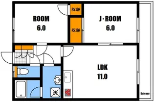 広島県広島市安佐南区山本1【アパート】の間取り