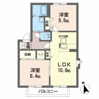 サザンコートD【1階】の間取り
