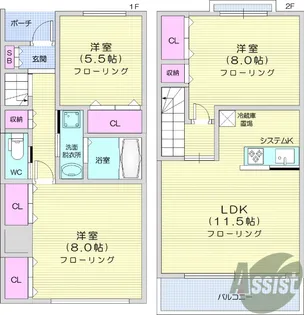 メゾネット中島丁【1階】の間取り