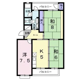 三室山コープタウン2号棟【1階】の間取り