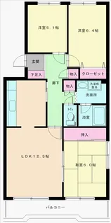 志づか米ヶ袋マンション【3階】の間取り