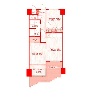 サンセリテ長坂【3階】の間取り