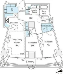 パークコート神宮北参道 ザ タワー【18階】の間取り