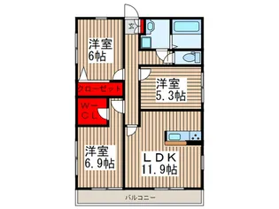 リブリ・プルミエール雅【1階】の間取り