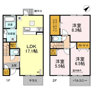 セルジェ竹下 Y館の間取り