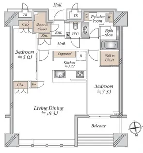 白金ザ・スカイE棟【22階】の間取り