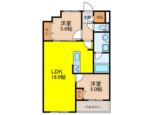 レフィナド塩原【3階】の間取り