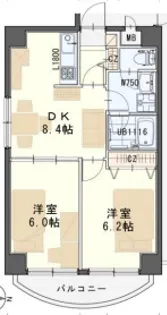 K-1二日町【6階】の間取り