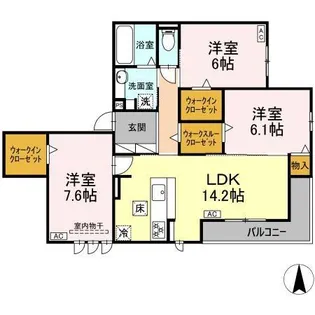 クレールブラン【1階】の間取り