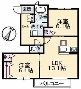 シャーメゾン ウィステリア B棟【1階】の間取り