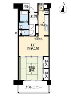 URサンヴァリエ東長居【5階】の間取り